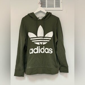 Adidas Olive Hoodie with White Logo